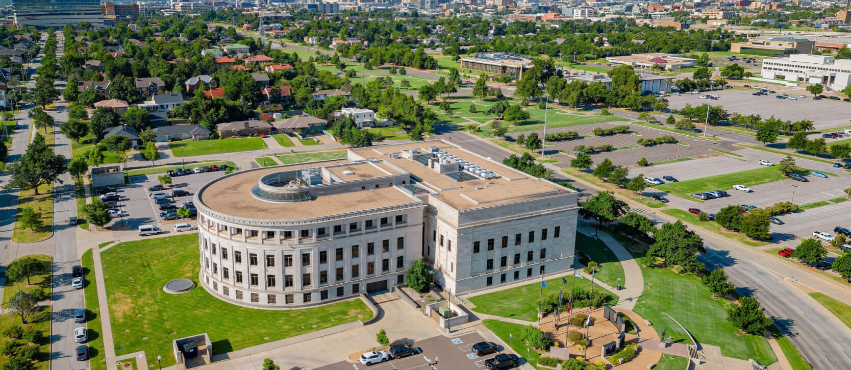Aerial view over Supreme Court in Oklahoma City
